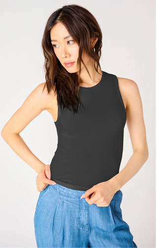 BLACK RIBBED TANK