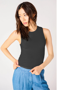 BLACK RIBBED TANK