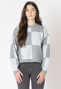HEATHER GREY COLOUR BLOCK SWEATER