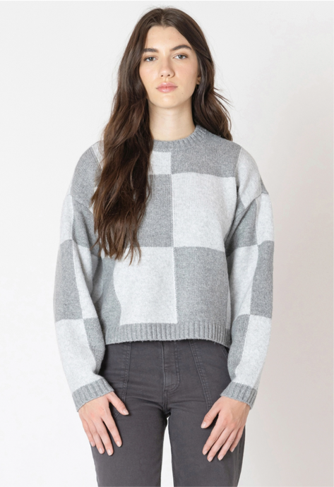 HEATHER GREY COLOUR BLOCK SWEATER