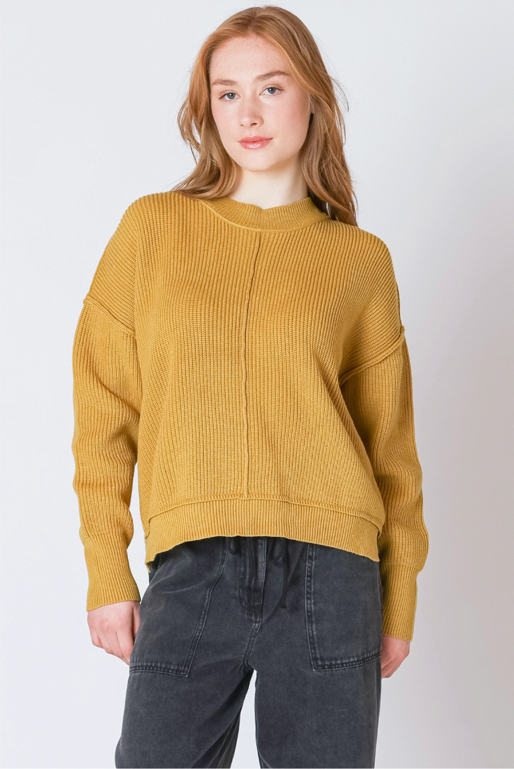OCHRE MOCKNECK SWEATER