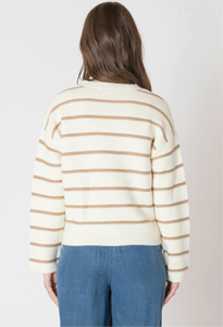 CREAM/SAND STRIPE OTTOMAN SWEATER