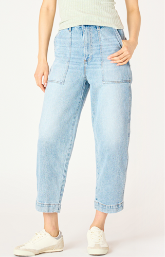 HIGH RISE STRAIGHT LEG MID BLUE ANKLE JEAN