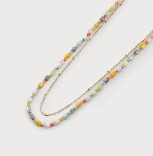BEADED DOUBLE CHAIN NECKLACE