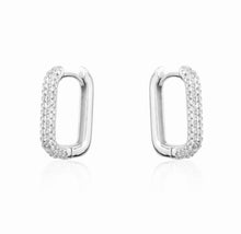 Load image into Gallery viewer, LIMLIM RECTANGULAR PAVE HOOP EARRINGS