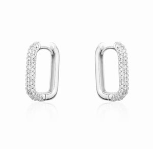 LIMLIM RECTANGULAR PAVE HOOP EARRINGS