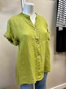 SINGLE BUTTON LINEN TOP