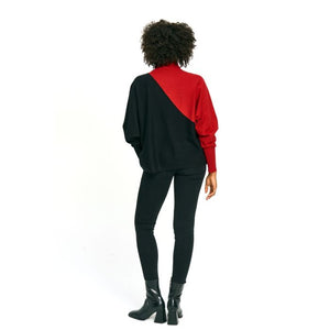 BLACK&RED COLOUR BLOCKED SWEATER