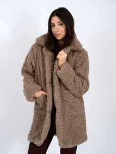 CAMEL POODLE FUR SHERPA JACKET