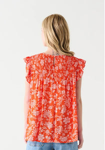 PRINTED FLUTTER SLEEVE TOP