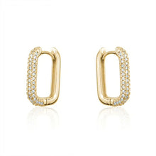 Load image into Gallery viewer, LIMLIM RECTANGULAR PAVE HOOP EARRINGS