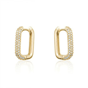LIMLIM RECTANGULAR PAVE HOOP EARRINGS