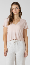 Load image into Gallery viewer, LACE TRIM WAFFLE TOP