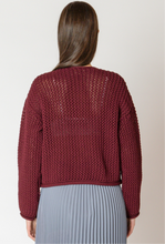 Load image into Gallery viewer, DARK RUBY CHUNKY KNIT CARDIGAN