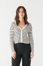 Load image into Gallery viewer, RIBBED BLACK&amp;WHITE STRIPED CARDIGAN