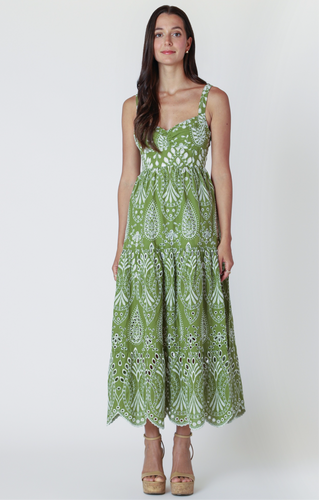 EMBROIDERED GREEN MAXI DRESS