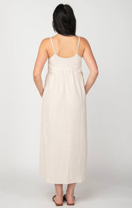 LINEN BLEND MIDI DRESS
