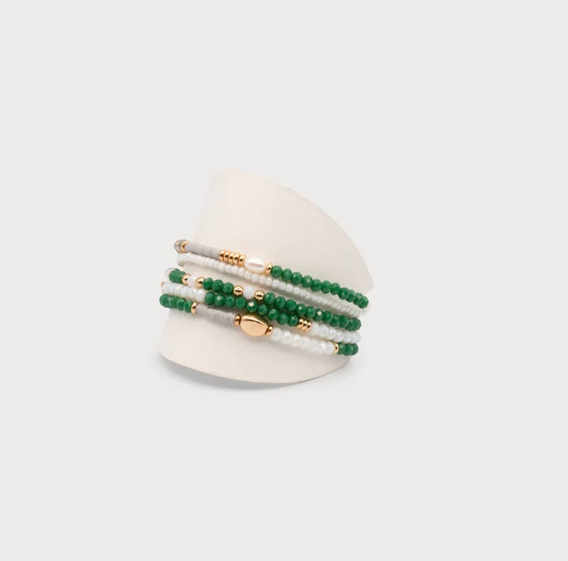 EMERALD BEADED BRACELET SET