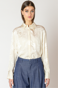 ECRU FLORAL JACQUARD BLOUSE