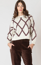 Load image into Gallery viewer, CREAM/COCOA DIAMOND CHECK SWEATER