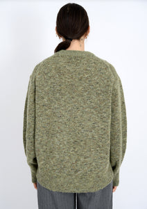 UNNI GREEN NEP LONG SLEEVE CREW NECK PULLOVER SWEATER