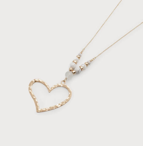 LARGE HAMMERED METAL HEART NECKLACE