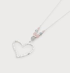 LARGE HAMMERED METAL HEART NECKLACE