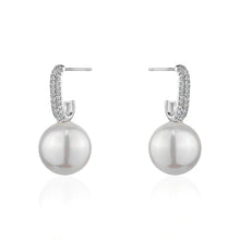 Load image into Gallery viewer, SILVER PEARL PAVE CRYSTAL HUGGERS