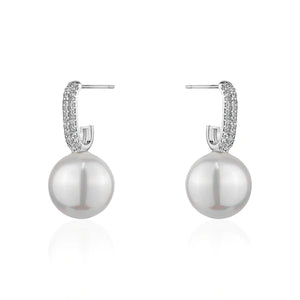 SILVER PEARL PAVE CRYSTAL HUGGERS