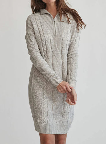 ZIPPERED COLLAR SWEATER DRESS