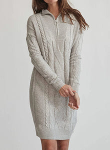 ZIPPERED COLLAR SWEATER DRESS