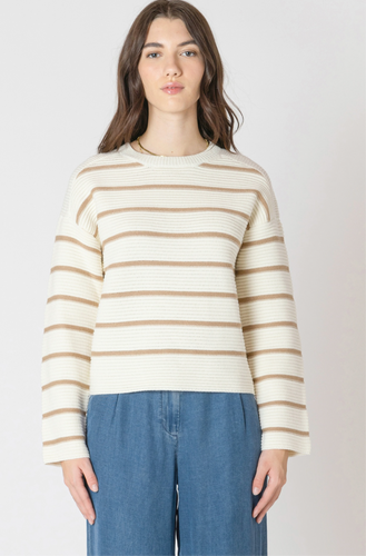 CREAM/SAND STRIPE OTTOMAN SWEATER