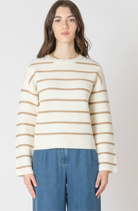 CREAM/SAND STRIPE OTTOMAN SWEATER