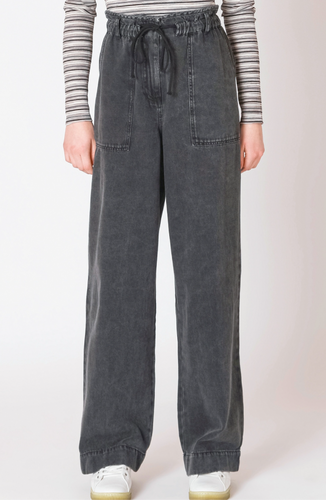 BLACK WASHED WIDE LEG DENIM PANT