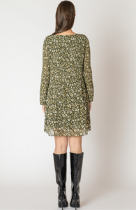 ANIMAL PRINT PLEATED A-LINE DRESS