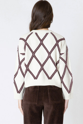 CREAM/COCOA DIAMOND CHECK SWEATER