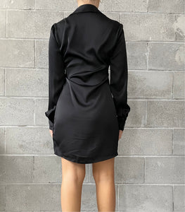 ROBYN SATIN RUCHED FRONT DRESS