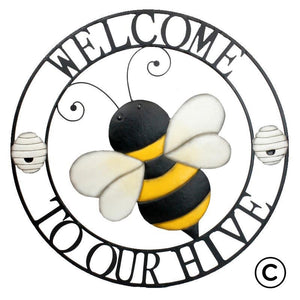 WELCOME TO OUR HIVE METAL WALL ART