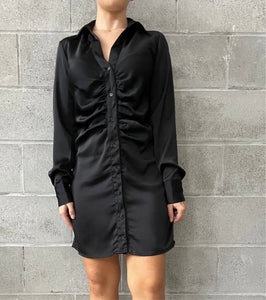 ROBYN SATIN RUCHED FRONT DRESS