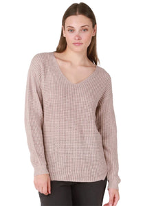 V NECK BEVELLED HEM SWEATER