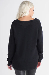 V NECK BEVELLED HEM SWEATER